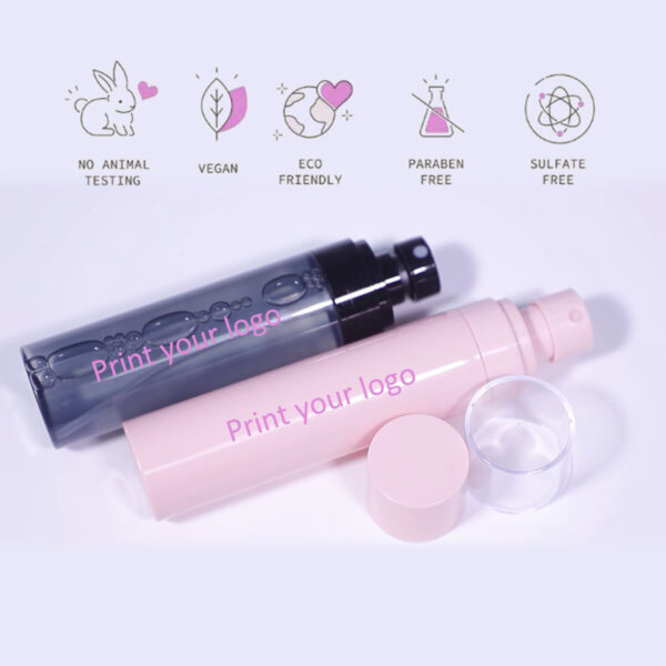 Wholesale no logo vegan cruelty free oil control setting spray pink black packaging bottles long lasting makeup setting spray